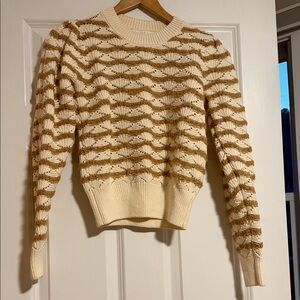 Astr Cream and Tan Striped Sweater